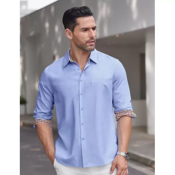 COOFANDY Mens Linen Textured Shirt Long Sleeve Button Down Shirt Casual Oxford Dress Shirt