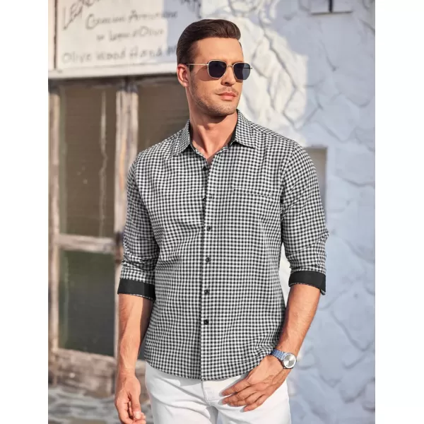 COOFANDY Mens Linen Textured Shirt Long Sleeve Button Down Shirt Casual Oxford Dress Shirt