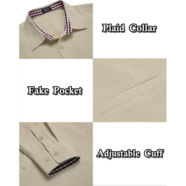 COOFANDY Mens Linen Textured Shirt Long Sleeve Button Down Shirt Casual Oxford Dress Shirt