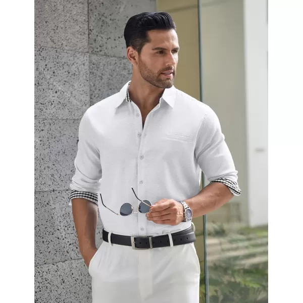 COOFANDY Mens Linen Textured Shirt Long Sleeve Button Down Shirt Casual Oxford Dress Shirt