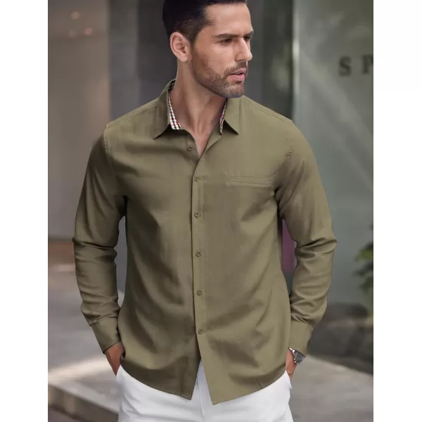 COOFANDY Mens Linen Textured Shirt Long Sleeve Button Down Shirt Casual Oxford Dress Shirt