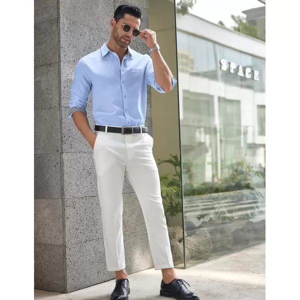 COOFANDY Mens Linen Textured Shirt Long Sleeve Button Down Shirt Casual Oxford Dress Shirt