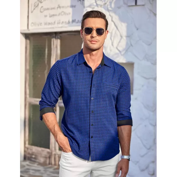 COOFANDY Mens Linen Textured Shirt Long Sleeve Button Down Shirt Casual Oxford Dress Shirt