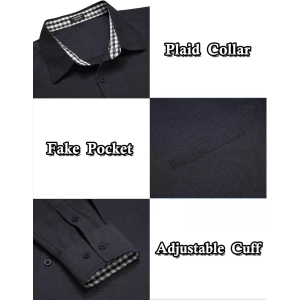 COOFANDY Mens Linen Textured Shirt Long Sleeve Button Down Shirt Casual Oxford Dress Shirt