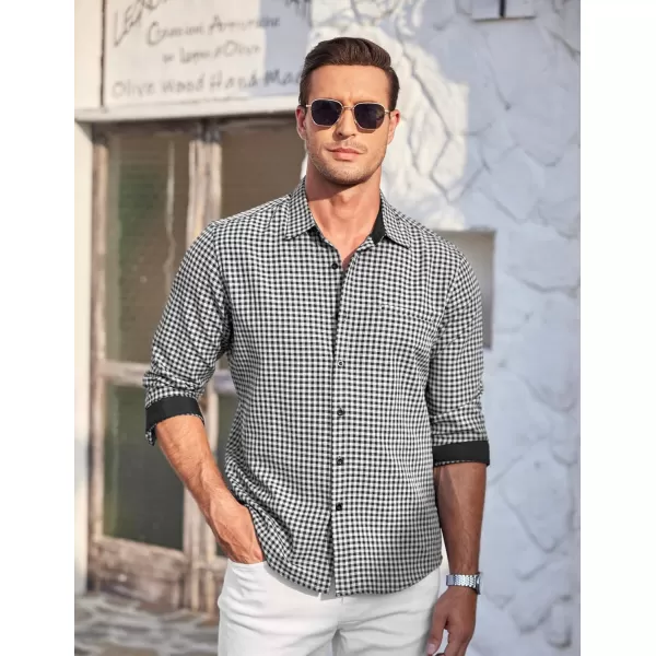COOFANDY Mens Linen Textured Shirt Long Sleeve Button Down Shirt Casual Oxford Dress Shirt