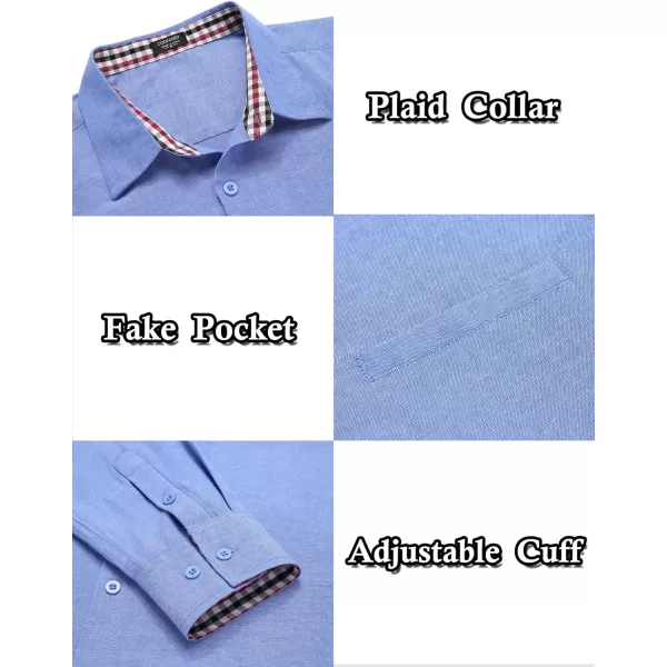 COOFANDY Mens Linen Textured Shirt Long Sleeve Button Down Shirt Casual Oxford Dress Shirt