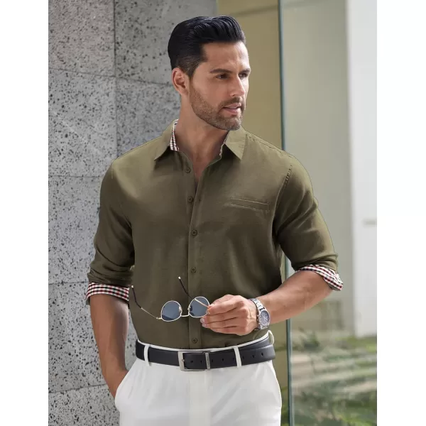 COOFANDY Mens Linen Textured Shirt Long Sleeve Button Down Shirt Casual Oxford Dress Shirt
