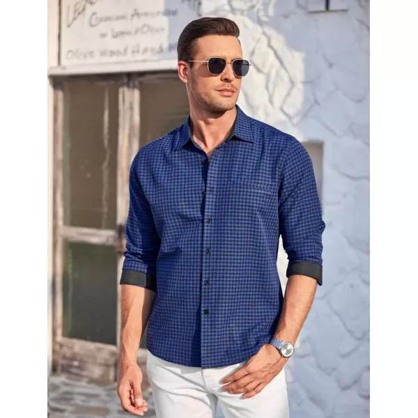 COOFANDY Mens Linen Textured Shirt Long Sleeve Button Down Shirt Casual Oxford Dress Shirt