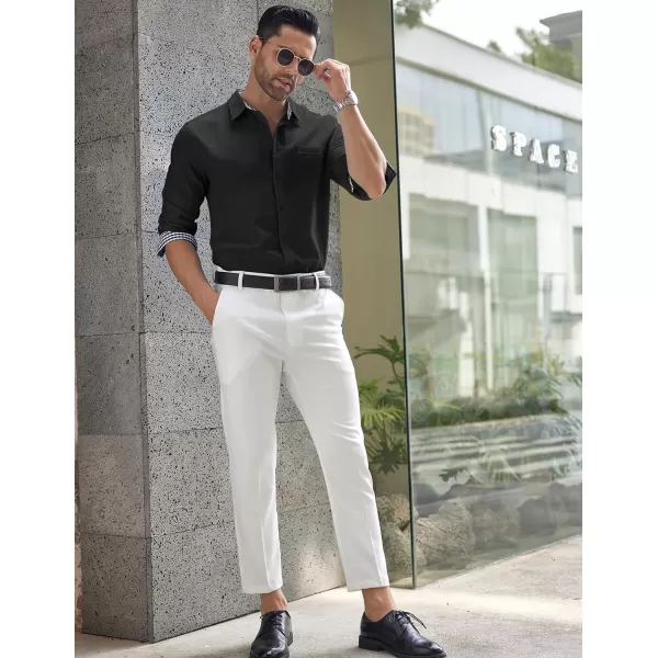 COOFANDY Mens Linen Textured Shirt Long Sleeve Button Down Shirt Casual Oxford Dress Shirt