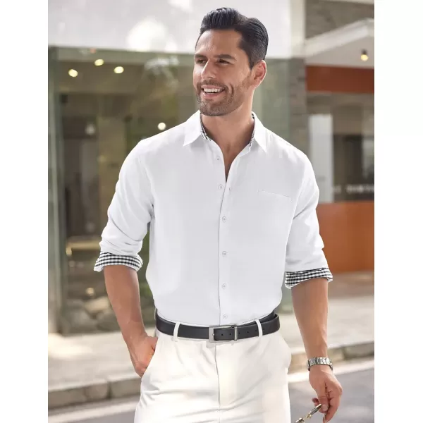 COOFANDY Mens Linen Textured Shirt Long Sleeve Button Down Shirt Casual Oxford Dress Shirt