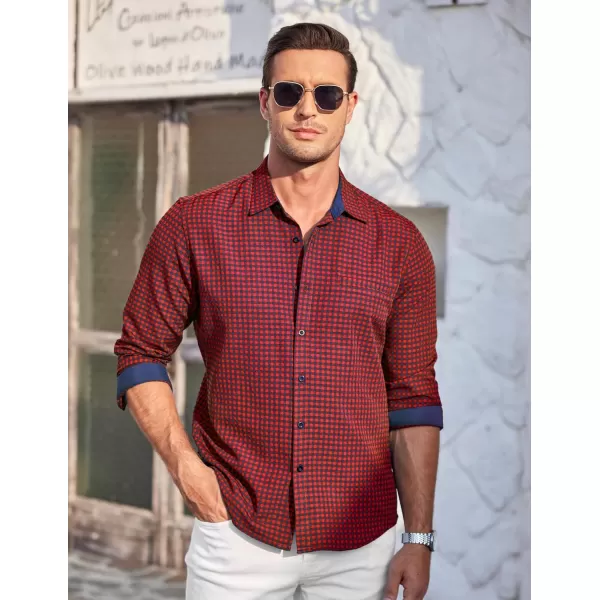 COOFANDY Mens Linen Textured Shirt Long Sleeve Button Down Shirt Casual Oxford Dress Shirt