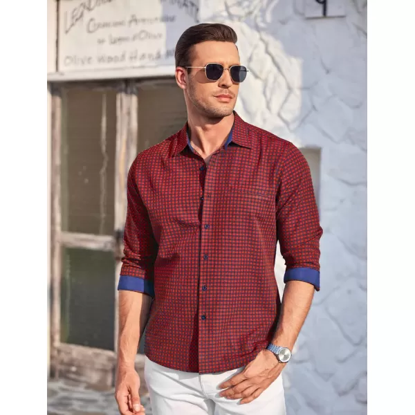 COOFANDY Mens Linen Textured Shirt Long Sleeve Button Down Shirt Casual Oxford Dress Shirt