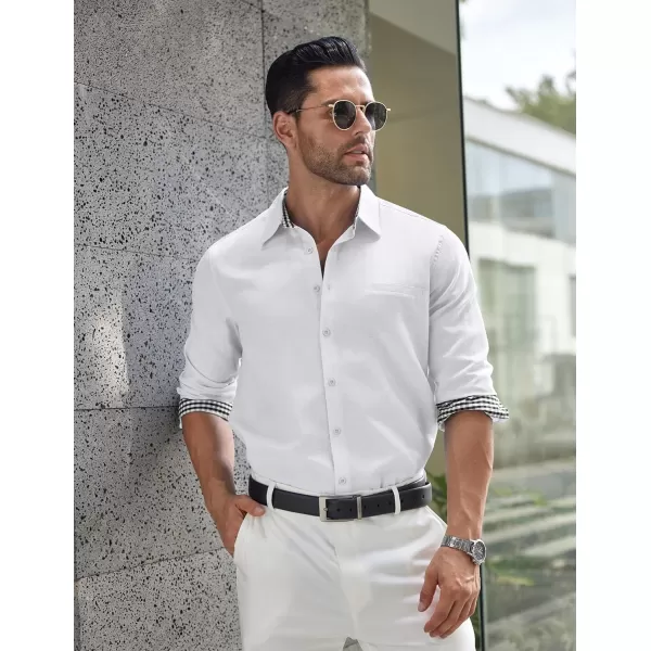 COOFANDY Mens Linen Textured Shirt Long Sleeve Button Down Shirt Casual Oxford Dress Shirt