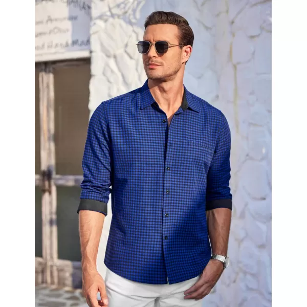 COOFANDY Mens Linen Textured Shirt Long Sleeve Button Down Shirt Casual Oxford Dress Shirt
