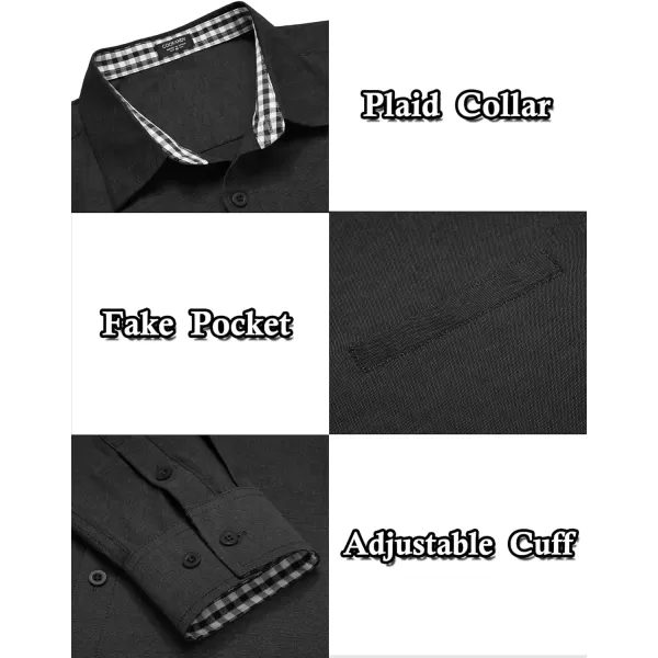 COOFANDY Mens Linen Textured Shirt Long Sleeve Button Down Shirt Casual Oxford Dress Shirt