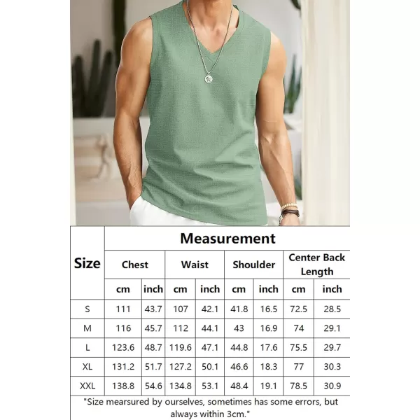 COOFANDY Men's Linen V Neck Tank Top Sleeveless Beach Summer Casual Shirt Tops