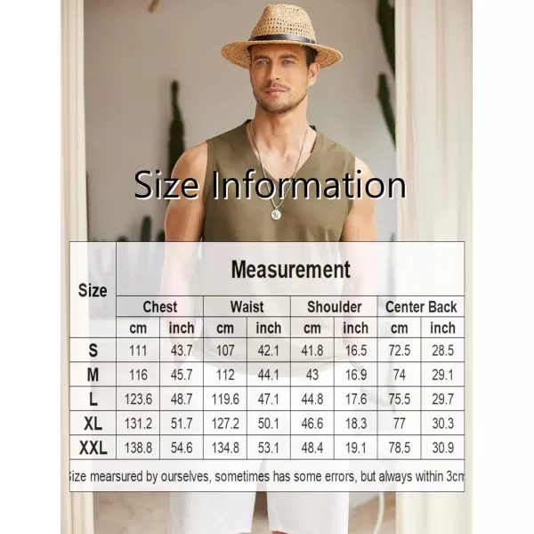 COOFANDY Men's Linen V Neck Tank Top Sleeveless Beach Summer Casual Shirt Tops