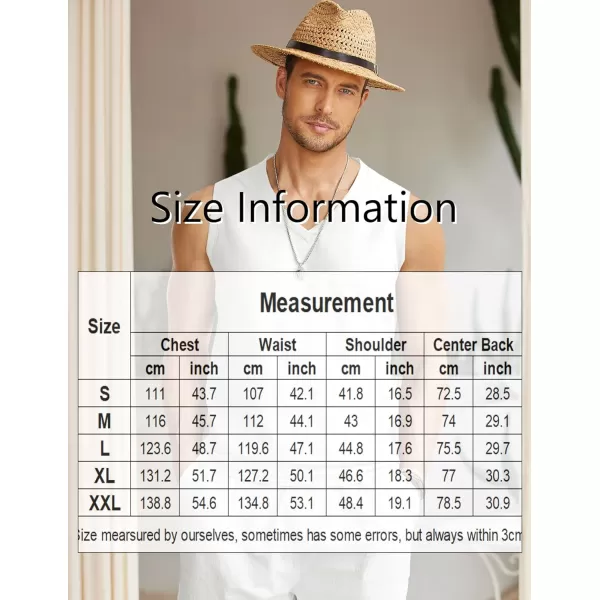 COOFANDY Men's Linen V Neck Tank Top Sleeveless Beach Summer Casual Shirt Tops