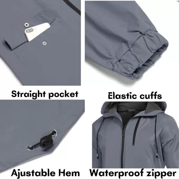 COOFANDY Men's Long Raincoat Ligtweight Rain Jacket Waterproof Outdoor Jackets with Hood