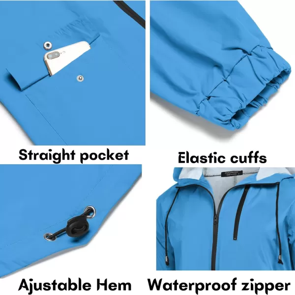 COOFANDY Men's Long Raincoat Ligtweight Rain Jacket Waterproof Outdoor Jackets with Hood