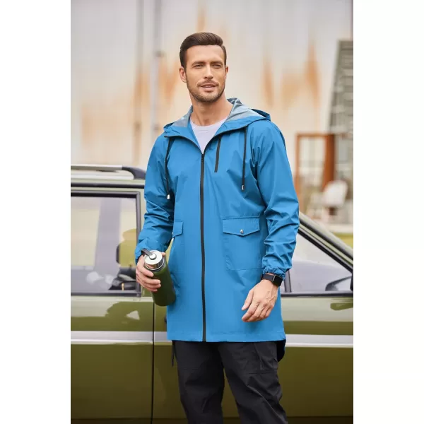 COOFANDY Men's Long Raincoat Ligtweight Rain Jacket Waterproof Outdoor Jackets with Hood