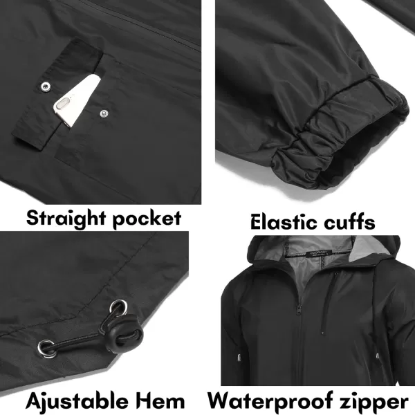COOFANDY Men's Long Raincoat Ligtweight Rain Jacket Waterproof Outdoor Jackets with Hood