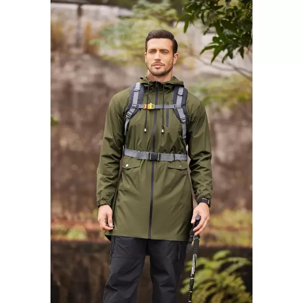 COOFANDY Men's Long Raincoat Ligtweight Rain Jacket Waterproof Outdoor Jackets with Hood