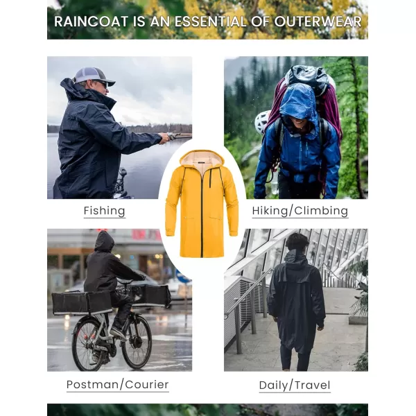 COOFANDY Men's Long Raincoat Ligtweight Rain Jacket Waterproof Outdoor Jackets with Hood