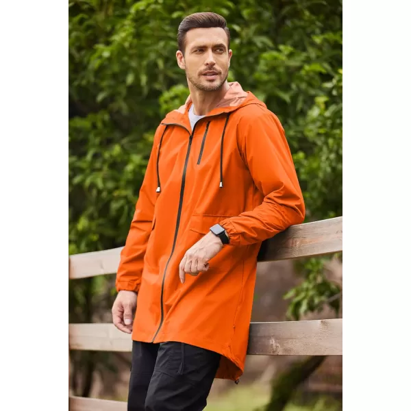 COOFANDY Men's Long Raincoat Ligtweight Rain Jacket Waterproof Outdoor Jackets with Hood
