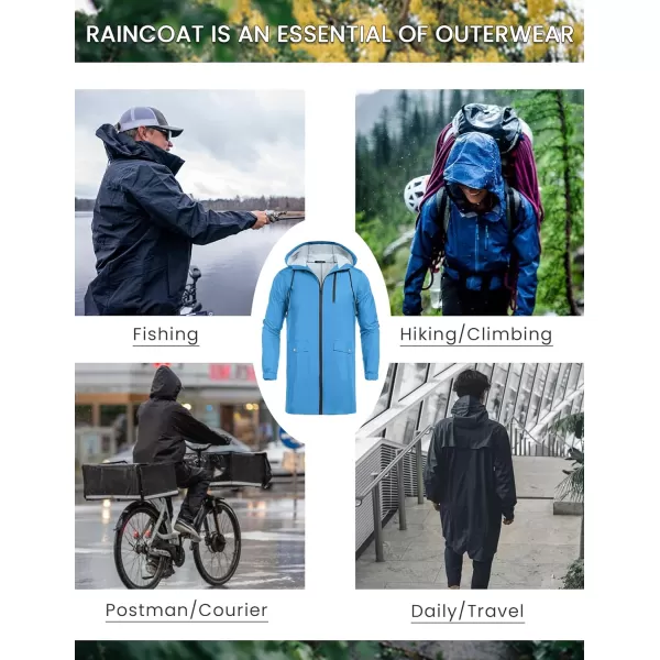 COOFANDY Men's Long Raincoat Ligtweight Rain Jacket Waterproof Outdoor Jackets with Hood