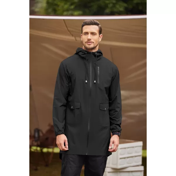 COOFANDY Men's Long Raincoat Ligtweight Rain Jacket Waterproof Outdoor Jackets with Hood