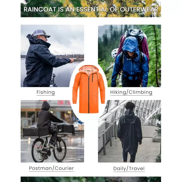 COOFANDY Men's Long Raincoat Ligtweight Rain Jacket Waterproof Outdoor Jackets with Hood