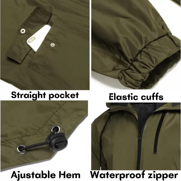 COOFANDY Men's Long Raincoat Ligtweight Rain Jacket Waterproof Outdoor Jackets with Hood