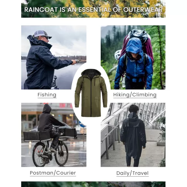COOFANDY Men's Long Raincoat Ligtweight Rain Jacket Waterproof Outdoor Jackets with Hood