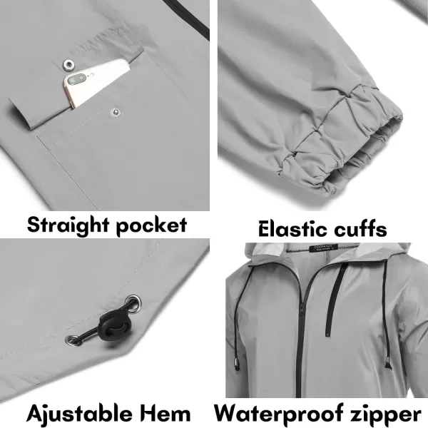 COOFANDY Men's Long Raincoat Ligtweight Rain Jacket Waterproof Outdoor Jackets with Hood