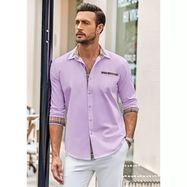 COOFANDY Men's Long Sleeve Dress Shirt Plaid Collar Casual Button Down Shirts