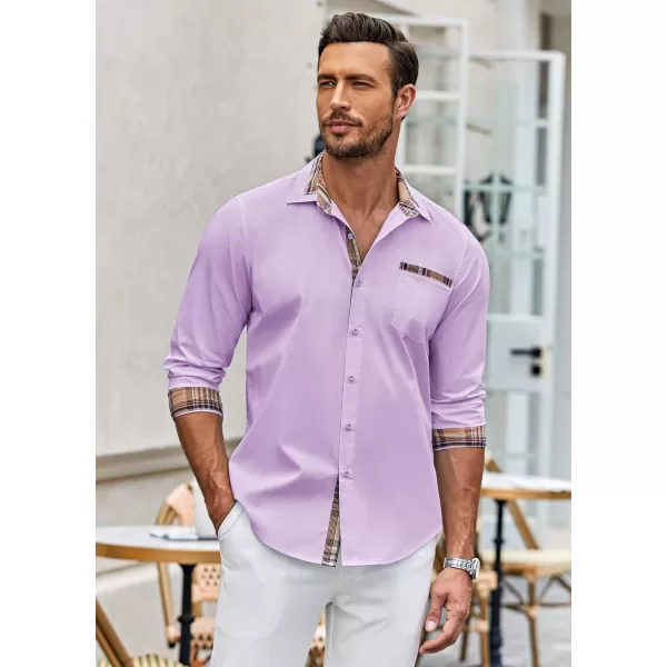 COOFANDY Men's Long Sleeve Dress Shirt Plaid Collar Casual Button Down Shirts