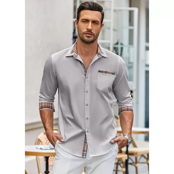 COOFANDY Men's Long Sleeve Dress Shirt Plaid Collar Casual Button Down Shirts