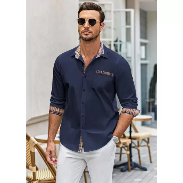 COOFANDY Men's Long Sleeve Dress Shirt Plaid Collar Casual Button Down Shirts