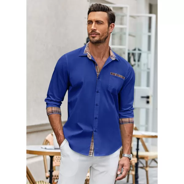 COOFANDY Men's Long Sleeve Dress Shirt Plaid Collar Casual Button Down Shirts