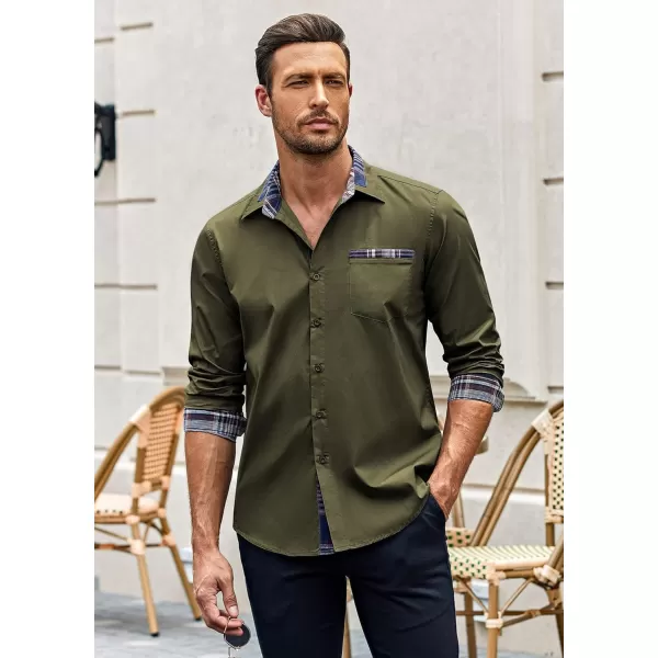 COOFANDY Men's Long Sleeve Dress Shirt Plaid Collar Casual Button Down Shirts