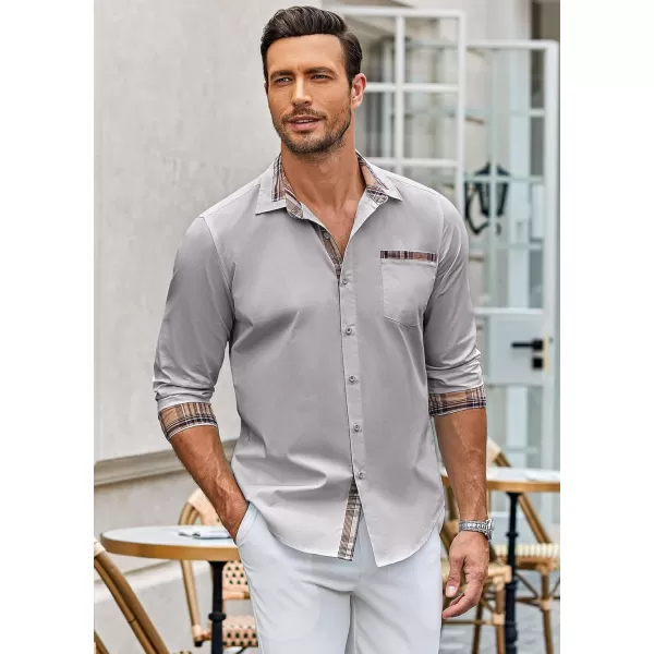 COOFANDY Men's Long Sleeve Dress Shirt Plaid Collar Casual Button Down Shirts