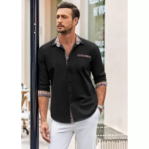 COOFANDY Men's Long Sleeve Dress Shirt Plaid Collar Casual Button Down Shirts