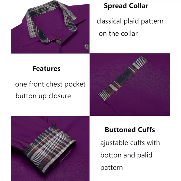 COOFANDY Men's Long Sleeve Dress Shirt Plaid Collar Casual Button Down Shirts