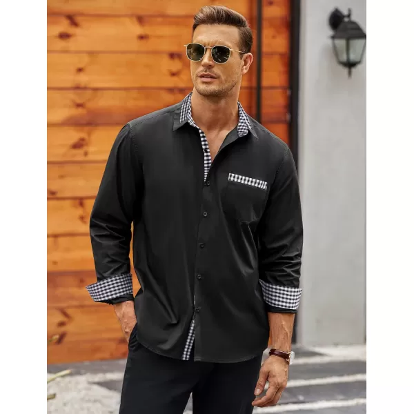 COOFANDY Men's Long Sleeve Dress Shirt Plaid Collar Casual Button Down Shirts