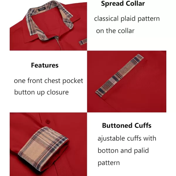COOFANDY Men's Long Sleeve Dress Shirt Plaid Collar Casual Button Down Shirts