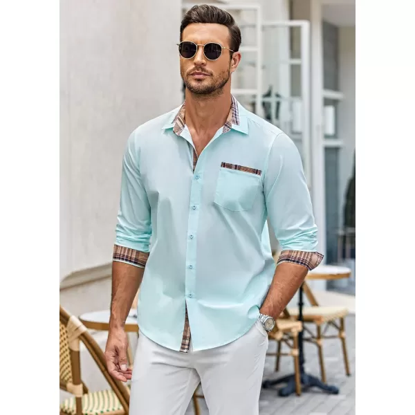 COOFANDY Men's Long Sleeve Dress Shirt Plaid Collar Casual Button Down Shirts