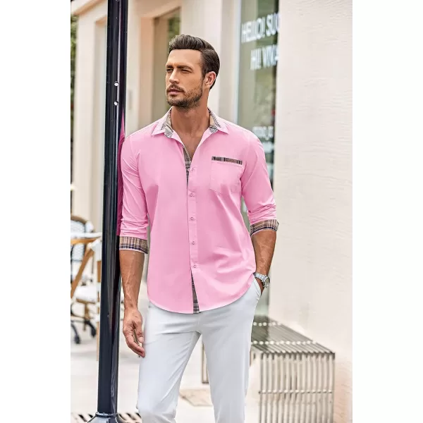 COOFANDY Men's Long Sleeve Dress Shirt Plaid Collar Casual Button Down Shirts