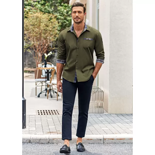 COOFANDY Men's Long Sleeve Dress Shirt Plaid Collar Casual Button Down Shirts