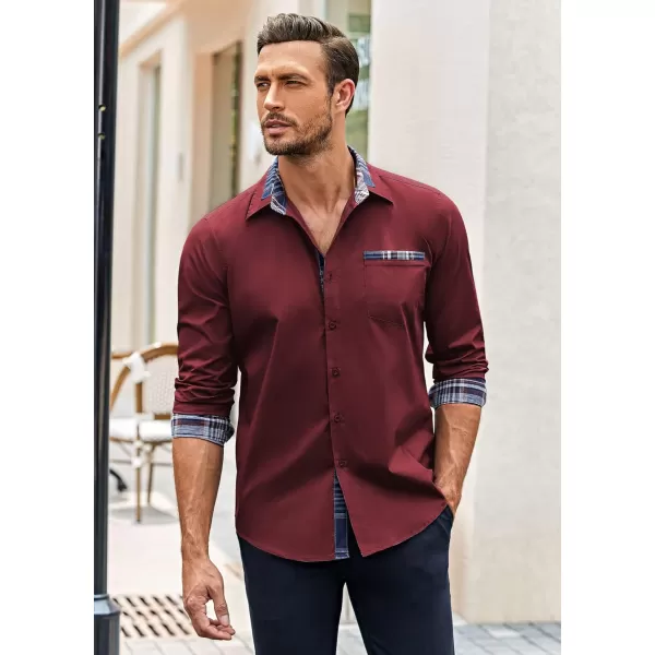 COOFANDY Men's Long Sleeve Dress Shirt Plaid Collar Casual Button Down Shirts
